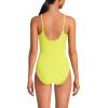 Lands’ End Women’s Chlorine Resistant Scoop Neck High Leg Tugless Tank Thin Strap One Piece Swimsuit Adjustable(Sunlight Lime)