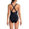Lands’ End Women’s Chlorine Resistant Scoop Neck X-Back High Leg Soft Cup Tugless Sporty One Piece Swimsuit(Black Plumeria Placement)