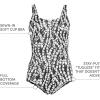 Lands’ End Women’s Chlorine Resistant Scoop Neck X-Back High Leg Soft Cup Tugless Sporty One Piece Swimsuit(Black/White Vine Floral)