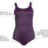 Lands’ End Women’s Chlorine Resistant Scoop Neck X-Back High Leg Soft Cup Tugless Sporty One Piece Swimsuit(Blackberry)