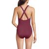 Lands’ End Women’s Chlorine Resistant Scoop Neck X-Back High Leg Soft Cup Tugless Sporty One Piece Swimsuit(Burgundy Spritz)