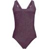 Lands’ End Women’s Chlorine Resistant Scoop Neck X-Back High Leg Soft Cup Tugless Sporty One Piece Swimsuit(Dark Wine Shine)