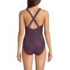 Lands’ End Women’s Chlorine Resistant Scoop Neck X-Back High Leg Soft Cup Tugless Sporty One Piece Swimsuit(Dark Wine Shine)