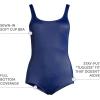 Lands’ End Women’s Chlorine Resistant Scoop Neck X-Back High Leg Soft Cup Tugless Sporty One Piece Swimsuit(Deep Sea Navy)