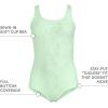 Lands’ End Women’s Chlorine Resistant Scoop Neck X-Back High Leg Soft Cup Tugless Sporty One Piece Swimsuit(Icy Mint Green)
