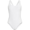 Lands’ End Women’s Chlorine Resistant Scoop Neck X-Back High Leg Soft Cup Tugless Sporty One Piece Swimsuit(White Ottoman)