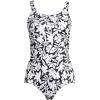 Lands’ End Women’s Chlorine Resistant Soft Cup Tugless Sporty One Piece Swimsuit(Black Havana Floral)