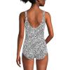 Lands’ End Women’s Chlorine Resistant Soft Cup Tugless Sporty One Piece Swimsuit(Black/White Decor Paisley)