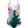 Lands’ End Women’s Chlorine Resistant Soft Cup Tugless Sporty One Piece Swimsuit(Deep Balsam Floral Placement)