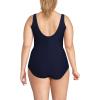 Lands’ End Women’s Chlorine Resistant Soft Cup Tugless Sporty One Piece Swimsuit(Deep Sea Navy Ottoman)