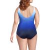 Lands’ End Women’s Chlorine Resistant Soft Cup Tugless Sporty One Piece Swimsuit(Deep Sea Navy/Sapphire Ombre)