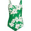 Lands’ End Women’s Chlorine Resistant Soft Cup Tugless Sporty One Piece Swimsuit(Fresh Grass Painted Flower)