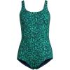 Lands’ End Women’s Chlorine Resistant Soft Cup Tugless Sporty One Piece Swimsuit(Green)
