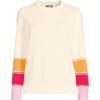 Lands’ End Women’s Cotton Drifter Crew Neck Sweater – Embroidered(Fresh Ivory Stripe)