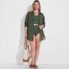 Lands’ End Women’s Cotton Gauze Button Down Swim Cover-up Shirt Dress(Rich Olive Green)