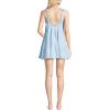Lands’ End Women’s Cotton Gauze Metallic Tiered Mini Cover-up Dress(Soft Sky Blue/Gold Metallic)