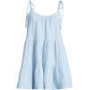 Lands’ End Women’s Cotton Gauze Metallic Tiered Mini Cover-up Dress(Soft Sky Blue/Gold Metallic)