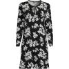 Lands’ End Women’s Cotton Interlock Long Sleeve Above the Knee Nightgown(Black Painted Flower)