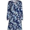 Lands’ End Women’s Cotton Interlock Long Sleeve Above the Knee Nightgown(Deep Sea Navy Linework Floral)