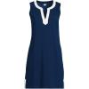 Lands’ End Women’s Cotton Jersey Notch Neck Dress with Soutache(Deep Sea Navy/White)
