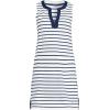 Lands’ End Women’s Cotton Jersey Notch Neck Dress with Soutache(Navy/White Breton Stripe)
