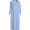 Lands’ End Women’s Cotton Long Sleeve Midcalf Nightgown(White/Clear Blue Sky Stripe)