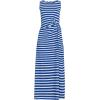 Lands’ End Women’s Cotton Modal Sleeveless Tie Waist Maxi Dress(Sapphire Gem Blue Quad Stripe)