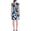 Lands’ End Women’s Cotton Modal Smocked Waist Dress(Deep Sea Navy Lilies)