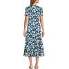 Lands’ End Women’s Cotton Modal Vneck Wrap Midi Dress(Baltic Teal Pansy Floral)