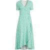 Lands’ End Women’s Cotton Modal Vneck Wrap Midi Dress(Frosted Green Flower Patch)