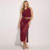 Lands’ End Women’s Cotton Open Knit Maxi Swim Cover-up Skirt(Burgundy Spritz)