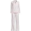 Lands’ End Women’s Cotton Poplin 2 Piece Pajama Set – Long Sleeve Top and Pants(Sea Salt Pink/Coffee Stripe)