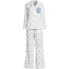 Lands’ End Women’s Cotton Poplin 2 Piece Pajama Set – Long Sleeve Top and Pants(White/Blue Floral Stripe)