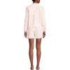Lands’ End Women’s Cotton Poplin 2 Piece Pajama Set – Long Sleeve Top and Shorts with Piping(Pink/Champagne Check)