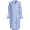 Lands’ End Women’s Cotton Poplin Long Sleeve Sleepshirt Nightgown(Muted Cobalt/Pink Stripe)