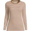 Lands’ End Women’s Cotton Rib Knit T-Shirt(Canyon Camel Tiny Stripe)