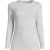 Lands’ End Women’s Cotton Rib Knit T-Shirt(Soft Light Gray Heather)