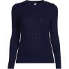 Lands’ End Women’s Cotton Viscose Button Shoulder Modern Crew Sweater(Deep Sea Navy)