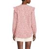 Lands’ End Women’s Cotton Voille Ruffle Front Blouse(Dark Orange Floral Vines)