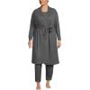 Lands’ End Women’s Cozy 3 Piece Pajama Set – Robe Top and Pants(Gray Melange)