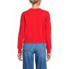 Lands’ End Women’s Cropped Fine Gauge Crew Neck Cardigan Sweater(Coral Red)