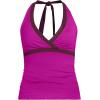 Lands’ End Women’s D-Cup Chlorine Resistant V-Neck Halter Tankini Swimsuit Top(Crimson Rose/Dark Wine)