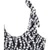 Lands’ End Women’s D-Cup Chlorine Resistant V-Neck Shoulder Tie Flutter Tankini Swimsuit Top(Black/White Vine Floral)