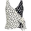 Lands’ End Women’s D-Cup Side Tie Tankini Top(Black/Egret Mixed Tossed Dots)