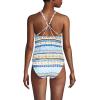 Lands’ End Women’s D-Cup Tugless High Neck Strappy Back Tankini Swimsuit Top(White Mosaic Multi Stripe)