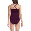 Lands’ End Women’s D-Cup V-Neck Plunge X Back Tankini Top(Dark Wine)