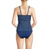 Lands’ End Women’s D-Cup V-Neck Plunge X Back Tankini Top(Navy Mosaic Mini Tile)