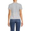 Lands’ End Women’s Drapey Rib Fitted Short Sleeve Mini T-Shirt(Ivory/Deep Sea Navy Stripe)