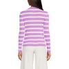Lands’ End Women’s Drifter Baby Cable Vneck Cardigan Sweater(Fresh Ivory/Orchid Stripe)