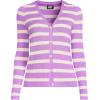 Lands’ End Women’s Drifter Baby Cable Vneck Cardigan Sweater(Fresh Ivory/Orchid Stripe)